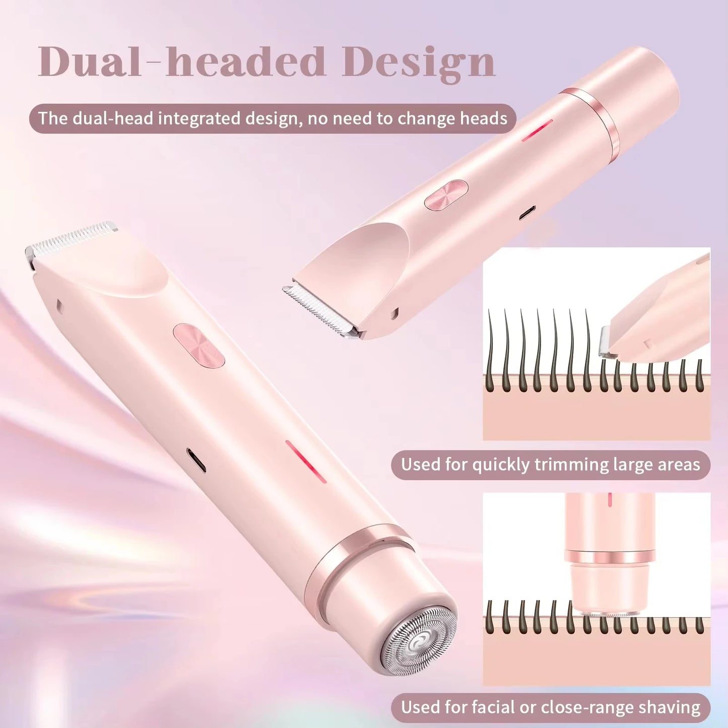 Waterproof Rechargeable Electric Shaver, Mini Women Bikini Trimmer, Body Hair Remover, Mini Double Headed Electric Epilator