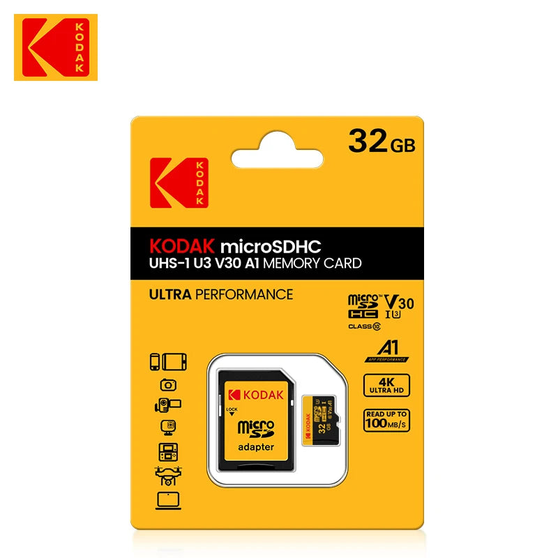 KODAK 100% Original Micro sd Card 32GB 64GB 128GB 256GB Microsd Memory Card Class10 SDXC U3 4K TF Card for Drone Phone