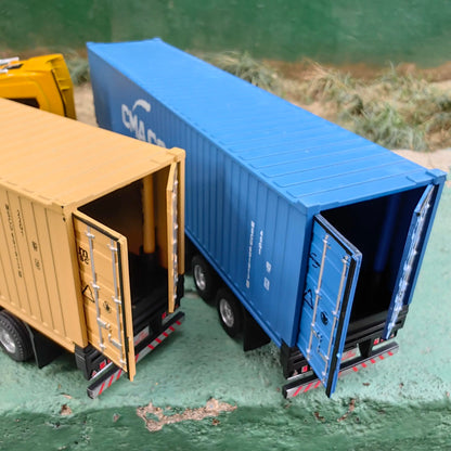 1:50 Alloy Diecast Large Truck Model Car Toy Simulation Container Toy Sound and Light Pull BackTransport Vehicle Model Kid Gifts