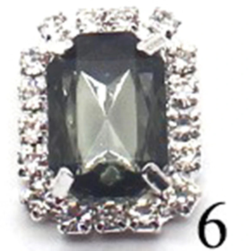 10Pcs, 15*20mm Metal Rectangle Rhinestone Sewing Accessories, DIY Clothing Hair Jewelry Decorative Accessories