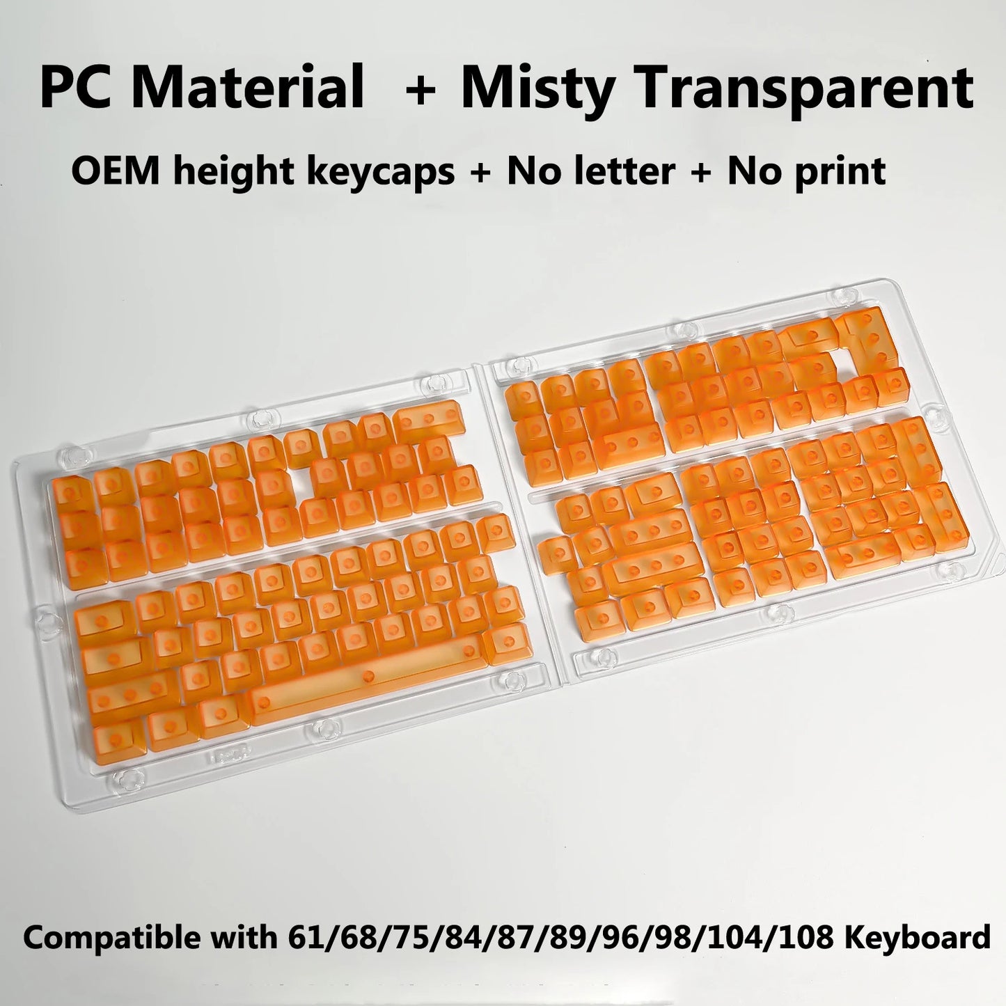 Full Sets Transparent Keycaps for Mechanical Keyboard Front/Side/None Print RGB Backlit Full/Misty Transparent Keycap 130+ Key