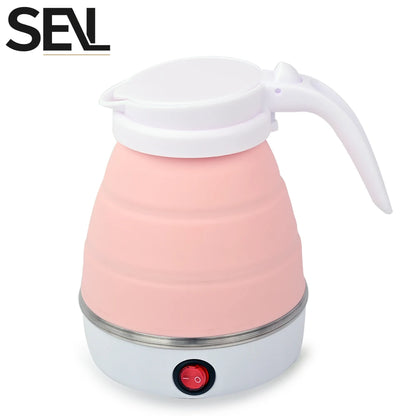 0.6L Mini Foldable Electric Kettle, Portable Electric Kettle, Household Travel Water Heater, Silicone Compression 110V-220V