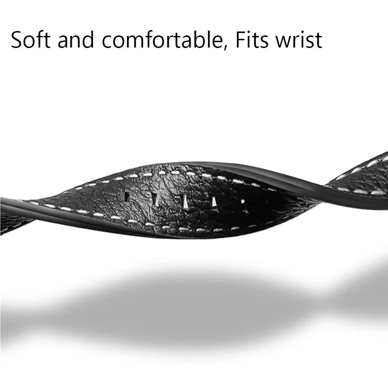 Soft Genuine Leather Smart Watch Band, 18 20 22 24mm, Women Men, Cowhide Strap, Quick Release Watchband