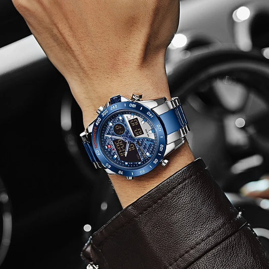 NAVIFORCE Luxury Brand Men's Wrist Watch Military Digital Sport Watches For Men Steel Strap Quartz Clock Male Relogio Masculino