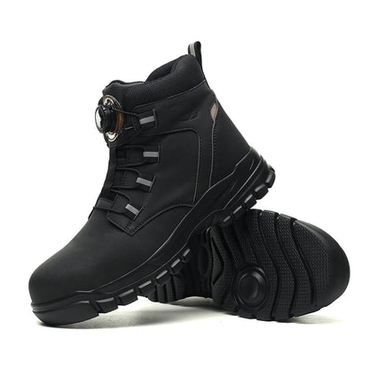 Rotating Button Work Shoes for Men Anti Puncture Work Sneakers Waterproof Work Safety Shoes Non Slip Steel Toe Tactical Boots