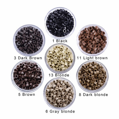1000Pcs 4.0 mm Hair Extension Microringe Micro Links Rings Beads Links With Screws Thread Aluminium 7 Colors Optional
