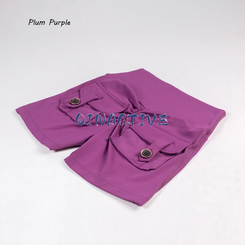 Pantalones Cortos de Yoga QINACTIVE para Mujer con Bolsillos, Fruncidos en los Glúteos, Mallas de Gimnasio de Cintura Alta con Efecto Push Up, Pantalones Cortos Deportivos Sexy para Glúteos, Fitness