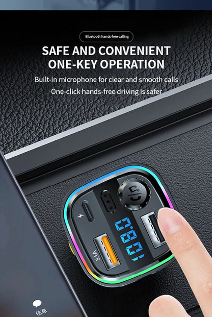 Car MP3 Player FM Transmitter Car Charger Type C Bluetooth 5.0 Handsfree Bluetooth Calling Super Quick Charge Adapter for Car