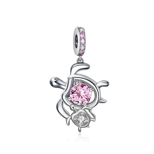 925 Plata Tortuga marina cangrejo Pulpo Dijes Delfín estrella de mar Colgante Ajuste Pulsera Original Mujer DIY Accesorios Joyería Regalo