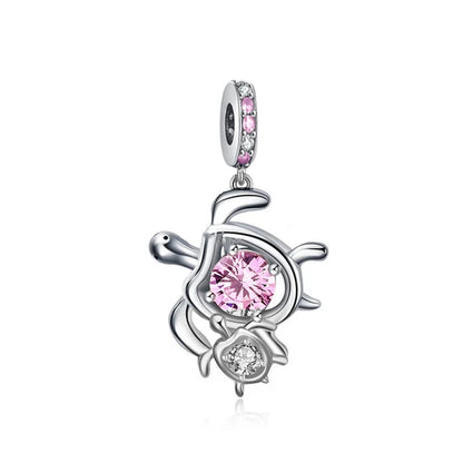 925 Plata Tortuga marina cangrejo Pulpo Dijes Delfín estrella de mar Colgante Ajuste Pulsera Original Mujer DIY Accesorios Joyería Regalo