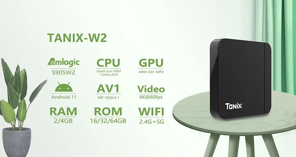 Smart TV Box Android 11 Tanix W2 Amlogic S905W2 Android 11.0 Media Player H.265 AV1 Dual Wifi HDR 10+ 4GB32GB Set Top Box 2G16G