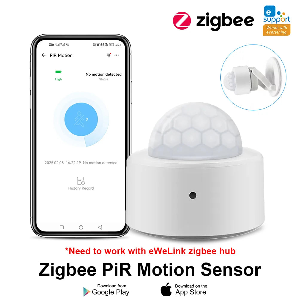 EWelink Zigbee With/Without a Stand PIR Motion Sensor, Human Body Infrared Detector, Security Alarm Sensor Works With APP