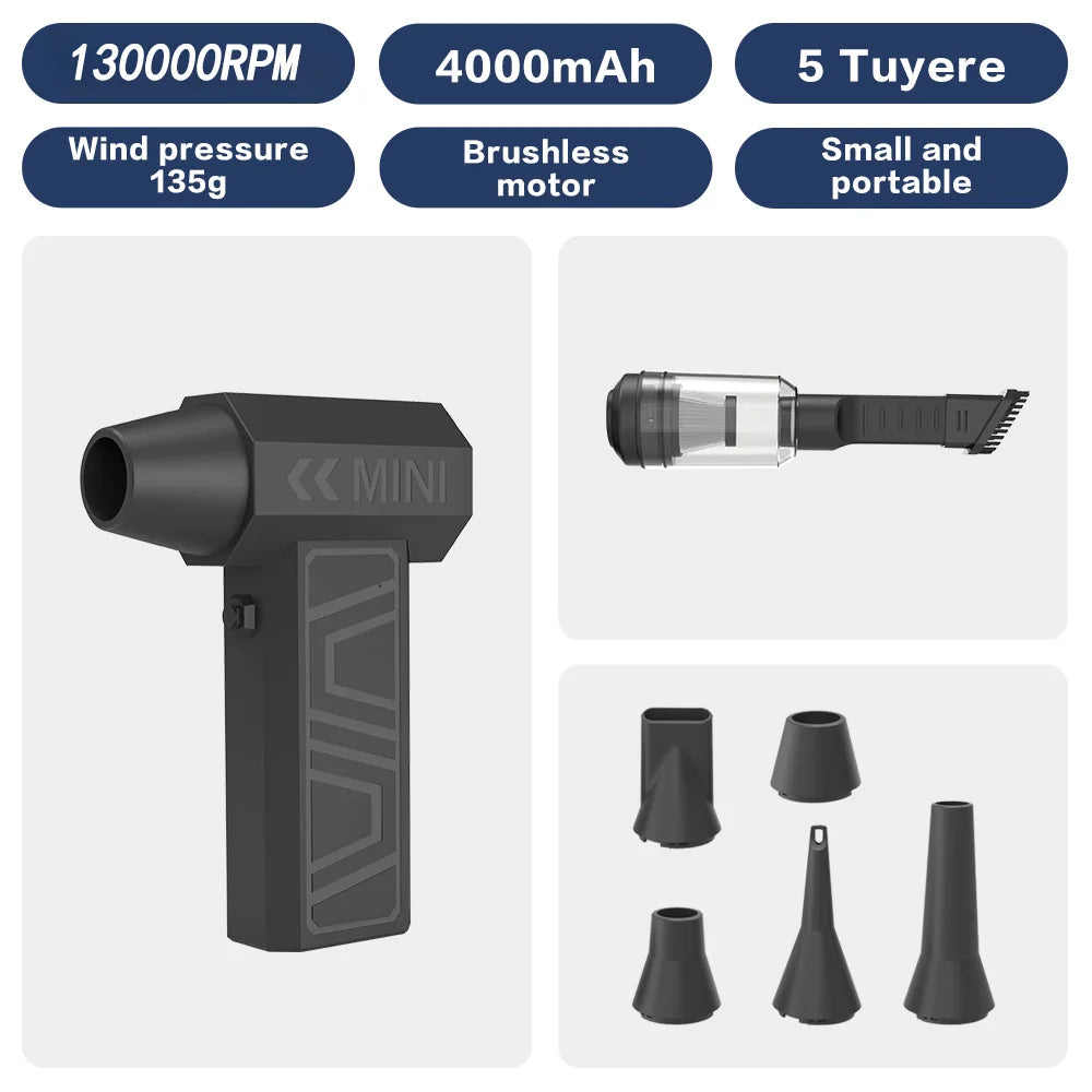 Turbo Jet Blower 130000RPM Brushless Motor 4000mAh Violent Air Blower 4 Gear Adjustable Turbo Blower Cordless Compressed Duster