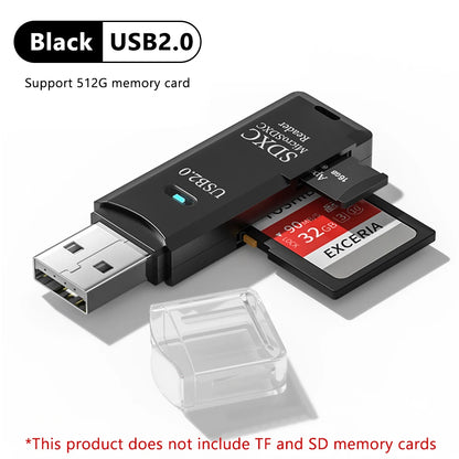 2 In 1 USB 3.0 2.0 Micro SD TF Card Reader High Speed Data Transmission up to 5Gbps Multiple Compatibility for PC Laptops Camera