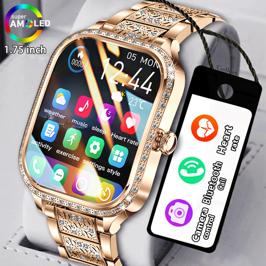 New Luxury Smart Watch Women 1.75" HD Display Heart Rate Sport Fitness IP68 Waterproof Bluetooth Call Smartwatch For Lady Gift