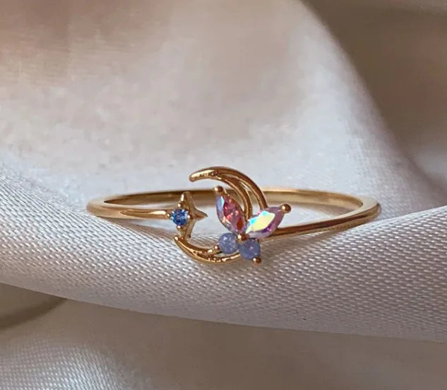 New Cute Colorful Zircon Flower Ring For Women Girl, Fashion Vintage Zircon Adjustable Rings, Jewelry Gift