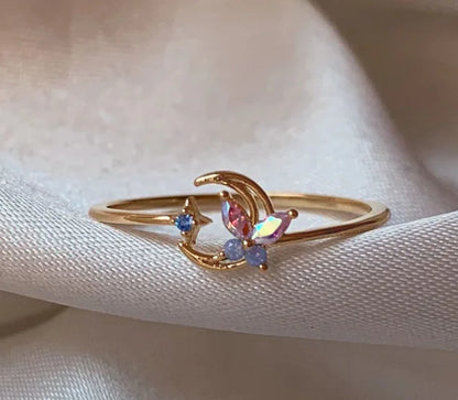 New Cute Colorful Zircon Flower Ring For Women Girl, Fashion Vintage Zircon Adjustable Rings, Jewelry Gift