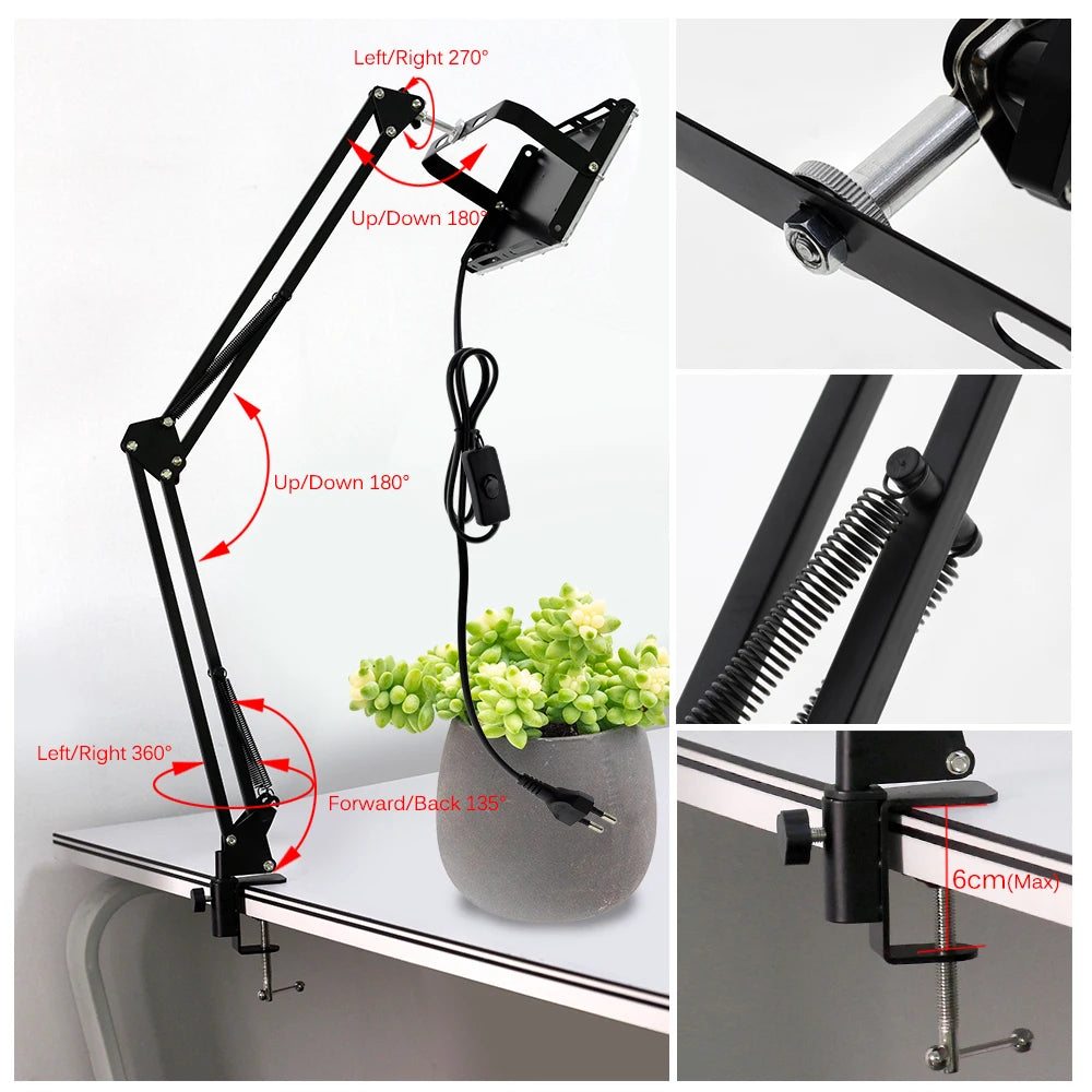 AC220V LED Plant Grow Light 50W/100W Phyto Lamp Full Spectrum Growing Lights with Bracket Adjustable Tripod for Seeds Veg Flower