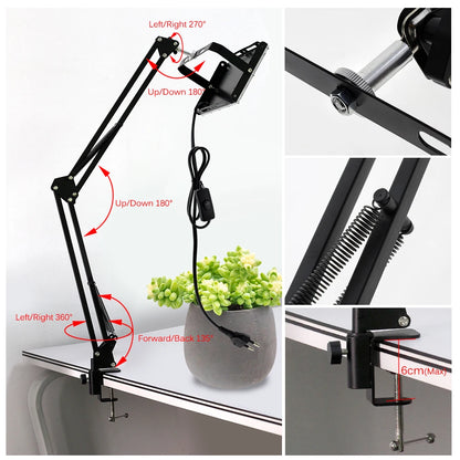 AC220V LED Plant Grow Light 50W/100W Phyto Lamp Full Spectrum Growing Lights with Bracket Adjustable Tripod for Seeds Veg Flower