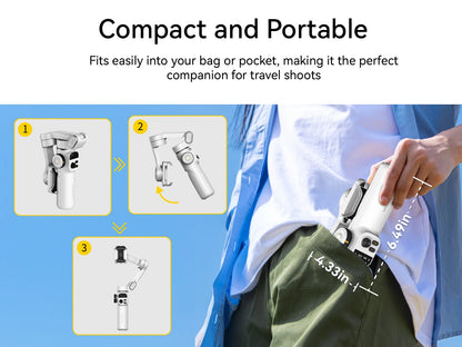 AOCHUAN Smart X2 Handheld Gimbal 3-Axis Stabilizer Built-in 20cm Extension Rod LED Display Phone Holder for iPhone Smartphone