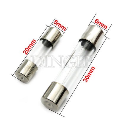 100PCS, 5*20mm 6*30mm Fast Blow Glass Tube Fuses, 5x20mm 6x30mm 250V 0.5A 1A 2A 3A 4A 5A 6A 8A 10A 15A 20A 25A 30A 0.75A AMP Fuse