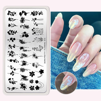 BORN PRETTY Stamping Plate Snowflake Winter Christmas Flower Snakes Design For Nail Polish Printing Template Tools Supplies