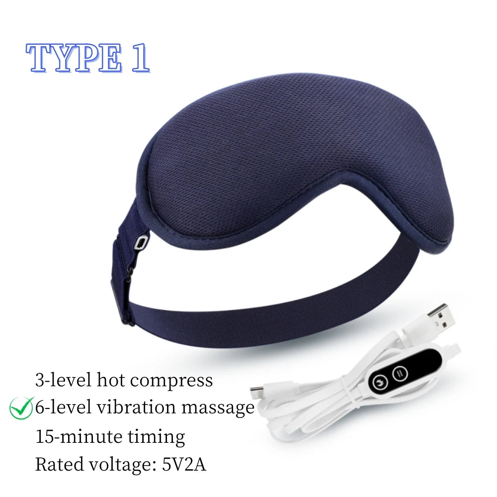 USB Charging Hot Compress Eye Mask for Dry Eye Relief, Heated Massage Steam Eyemask with Remote Control for Office and Sleeping Use