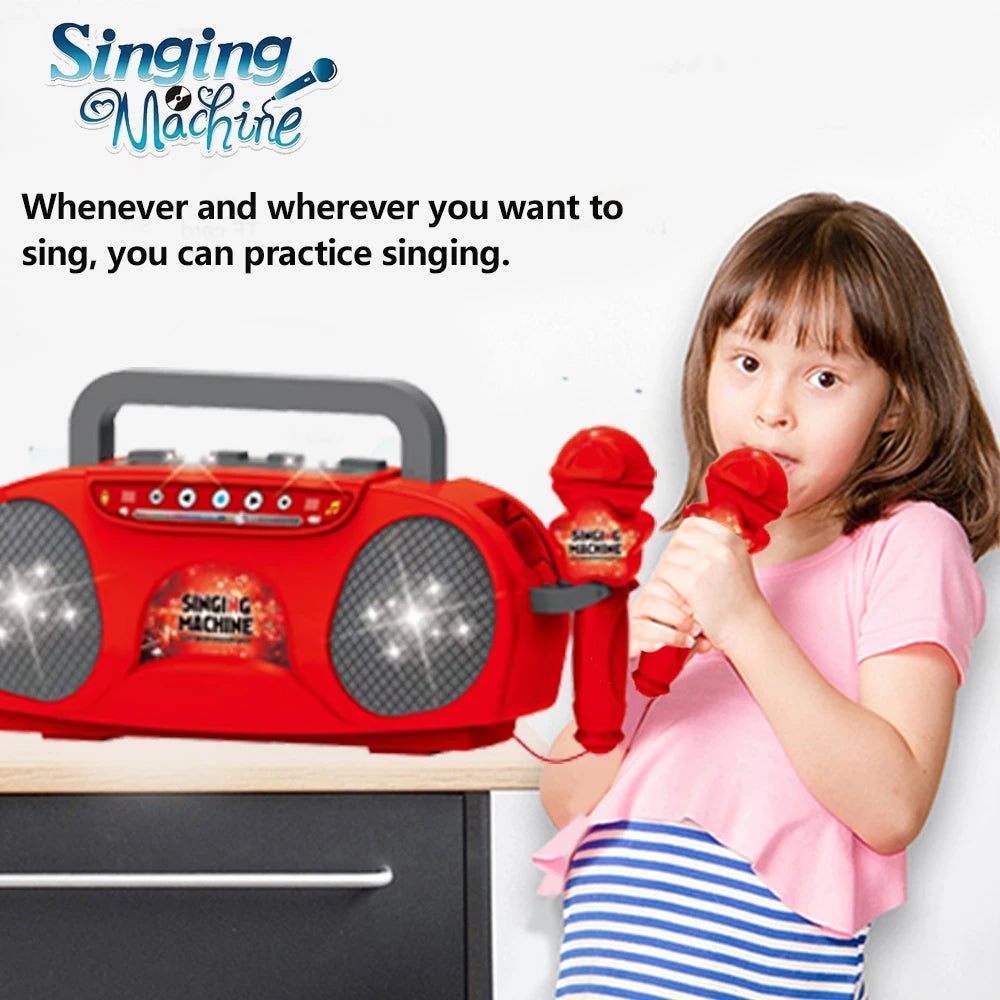 Kid Karaoke Singing Machine with Microphone Portable Musical Instrument with Light Educational Toy Girl Boy Party Birthday Gift