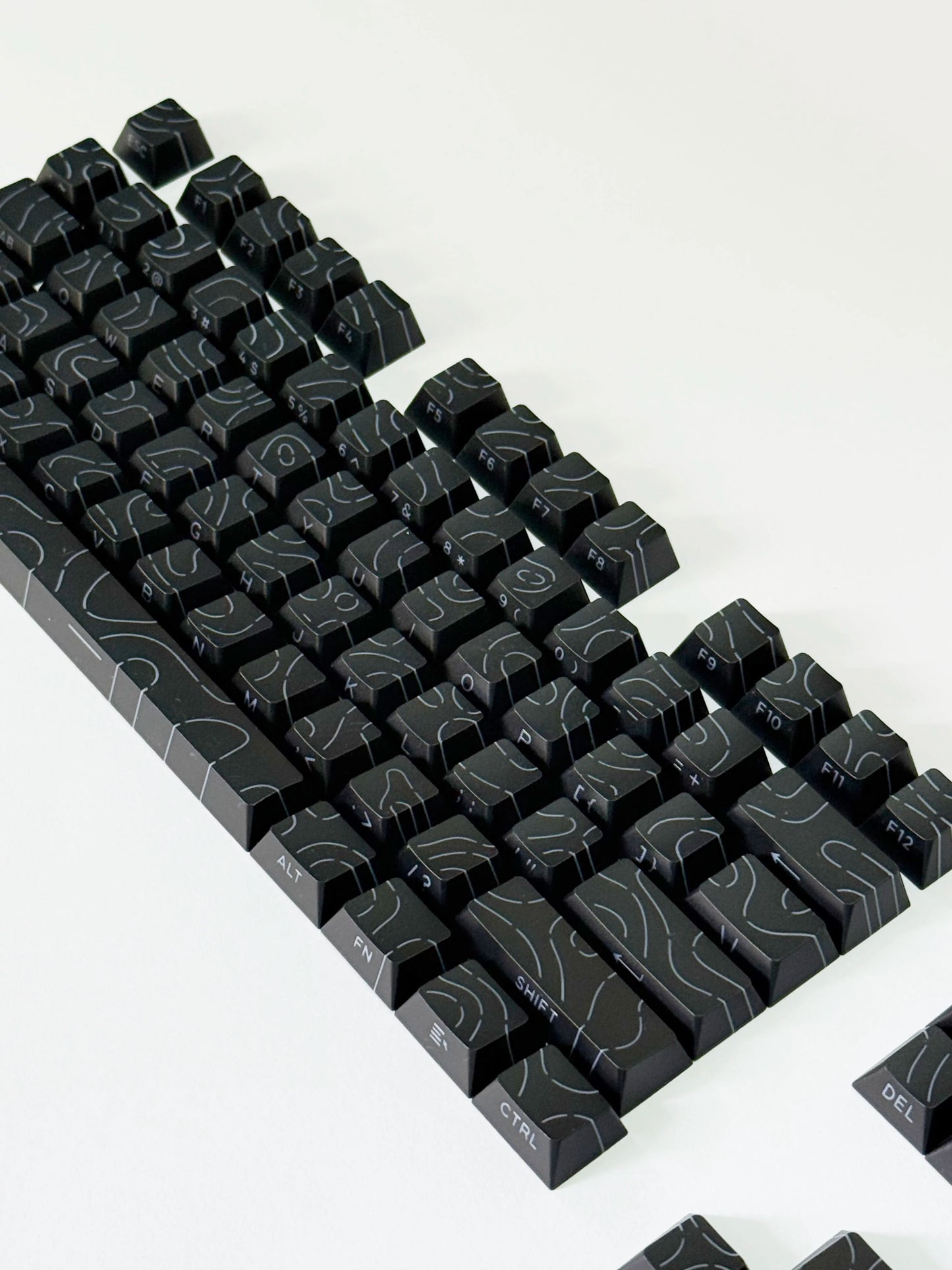 Contour Lines Translucent Keycaps Side Engraving Cherry Profile Black White Key Cap 60 70 80 90 100 Layout Mechanical Keyboard
