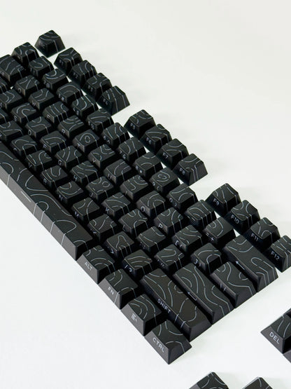 Contour Lines Translucent Keycaps Side Engraving Cherry Profile Black White Key Cap 60 70 80 90 100 Layout Mechanical Keyboard