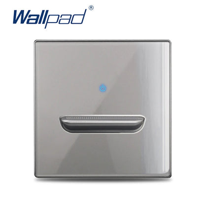 Wall Light Switch Chrome Toggle Press Button Tempered Glass Plate Blue LED Light 1 2 3 4 Gang White Black Gray Gold