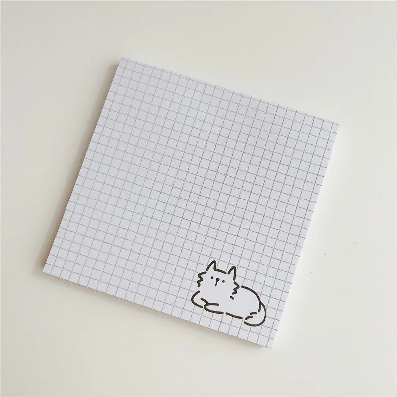 50Sheets, Cartoon Brief Strokes, Cute Cat Memo Pad, Simple Style Kawaii Message Paper, Student To Do List Notes, School Stationery