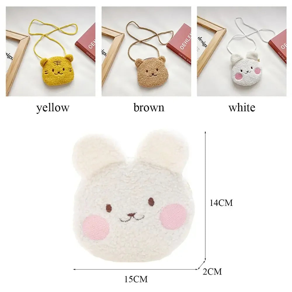 New Cartoon Bear Girls Plush Shoulder Bag Autumn Winter Cute Kids Messenger Bag