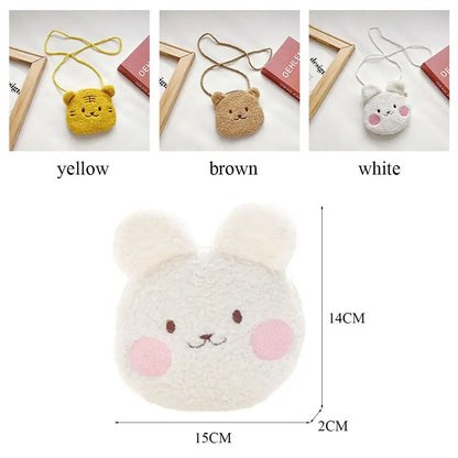 New Cartoon Bear Girls Plush Shoulder Bag Autumn Winter Cute Kids Messenger Bag