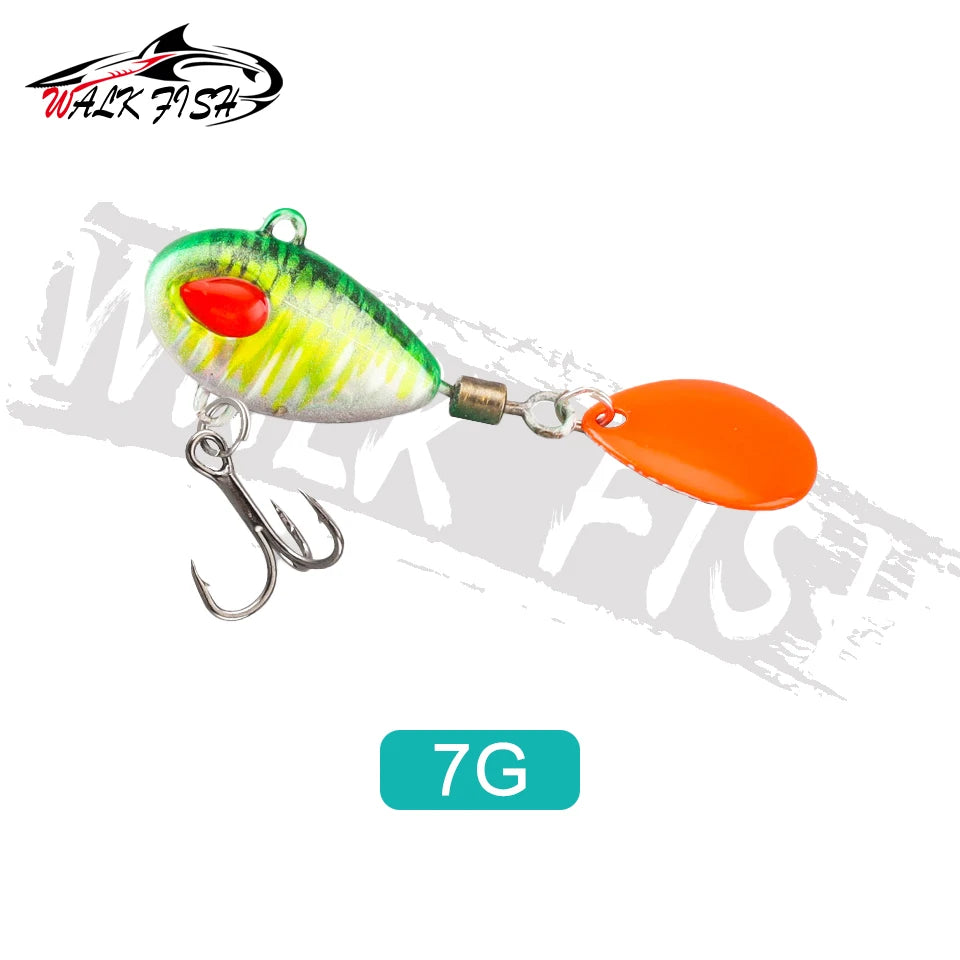 WALK FISH Sinking 3g-21g VIB Lure Spoon Spinner Fishing Bait Wobblers Metal Jig Rotating Sequin Tail Far Casting For Sea Bass