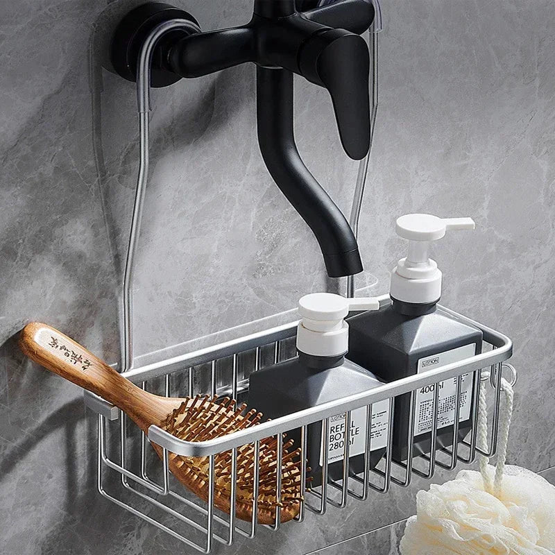 Aluminium Bathroom Shelf Without Drilling, Shower Shelf Shelves Shampoo Holder, Basket Storage Organizer Bathroom Accessories