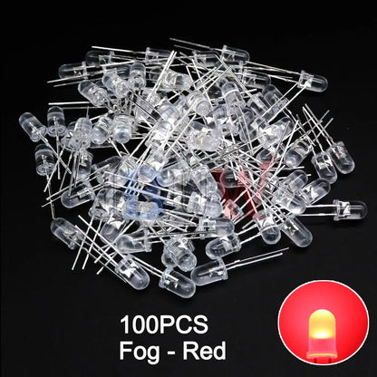 100PCS/LOT, 5mm LED Diode, F5 Assorted Kit, White Green Red Blue Yellow Orange Pink Purple Warm White DIY Light Emitting Diodes, IBUW