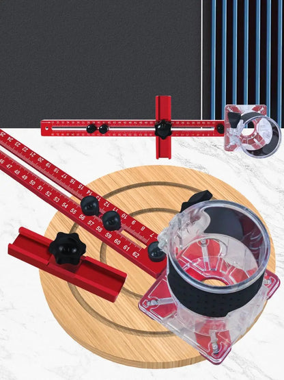 MM/Inch Multifunctional Cabinet Hardware Jig and Router Guide, 4 in 1 Router Milling Groove Bracket, Router Circle Cutting Jig