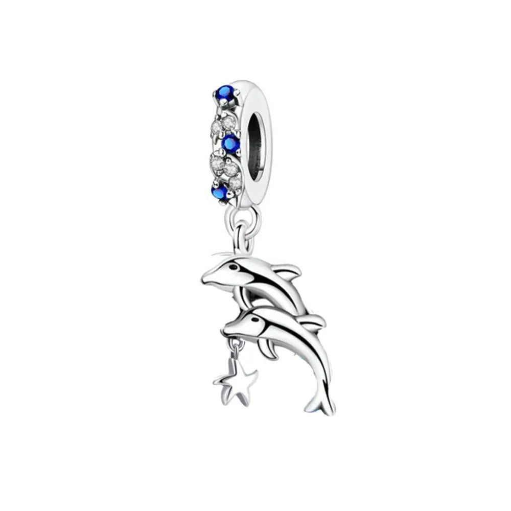 New 925 Silver Octopus crab Charm Bead Sea turtle starfish Seahorse dolphin Pendant Fit Original Bracelet Women DIY Jewelry Gift
