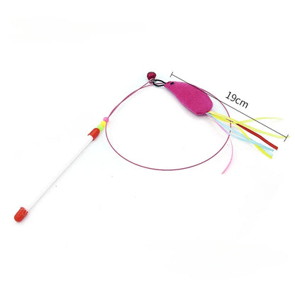 Interactive Cat Toy Hands-Free Cat Stick Playing Kitten Playing Teaser Wand Toy Suction Cup Bird/Feather Cat Wand Pet Supplies