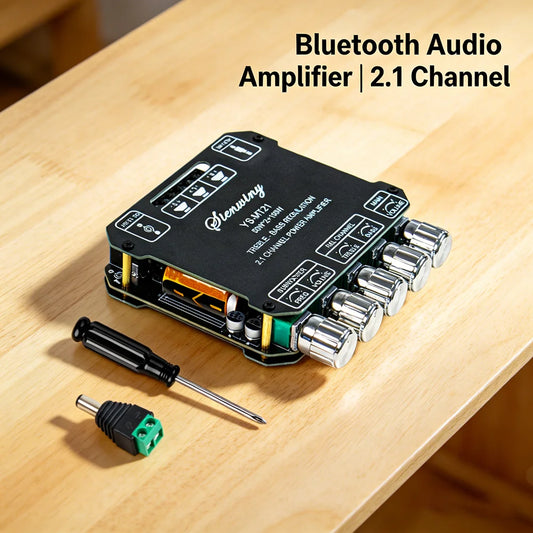 2.1 Channel Bluetooth 5.0 Subwoofer Amplifier Board 50W x 2 + 100W Power Audio Stereo Amplifier Board Bass AMP AUX