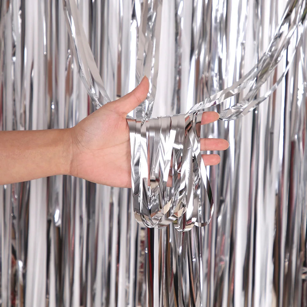 2/3M Party Background Wedding Decoration Foil Fringe Curtain Sequin Bachelorette Photo Backdrop Wall Curtain Birthday Baby Shower