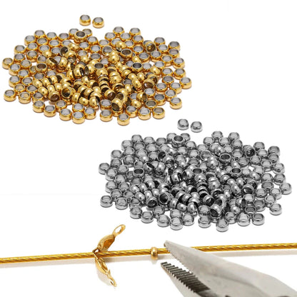 100Pcs, Stainless Steel Ball Crimp End Beads, Dia. 1.5/ 2/ 2.5/ 3/ 3.5/ 4mm, Stopper Spacer Beads For Diy Jewelry Making Findings Supplies