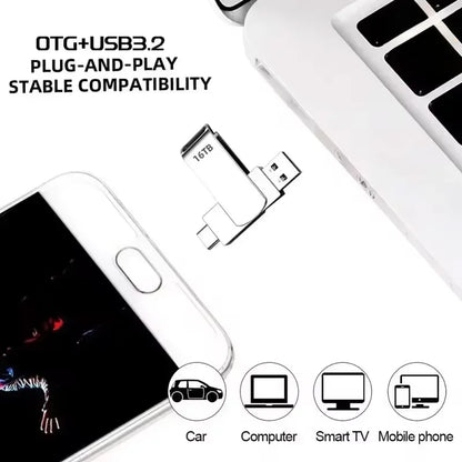 High Speed 16TB Flash Drive USB 3.2 Metal U Disk Type-C Memory Stick Waterproof Storage PC Phone Data Transfer 2026 New