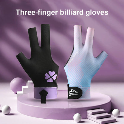 1pc Left Hand Billiards Glove Three Finger Snooker Billiard Glove Non Slip Stickers Elasticity Billiard Training Gloves