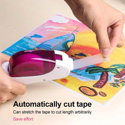 Dispensador automático de cinta de 1 unidad, diseño de una sola mano, viene con 1 rollo de cinta de 0,75 pulgadas para envolver cajas de regalo navideñas.