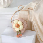 Bolso bandolera de paja duradero, monedero tejido con flores, bolso de mano para niñas, bolso de hombro tipo mensajero para niños, mini bolso de princesa lindo de verano