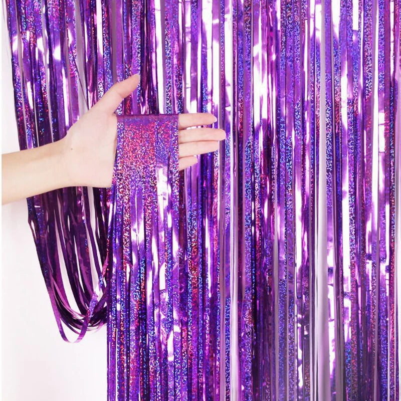 2/3M Party Background Wedding Decoration Foil Fringe Curtain Sequin Bachelorette Photo Backdrop Wall Curtain Birthday Baby Shower