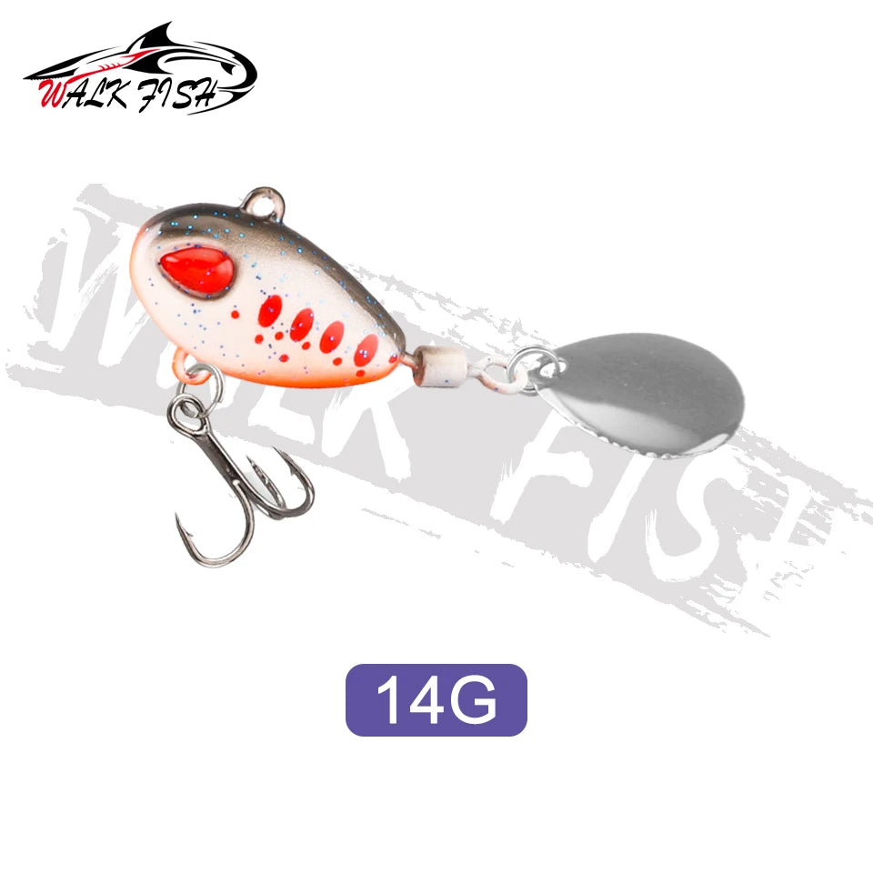 WALK FISH Sinking 3g-21g VIB Lure Spoon Spinner Fishing Bait Wobblers Metal Jig Rotating Sequin Tail Far Casting For Sea Bass