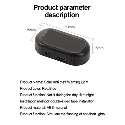 Solar Powered Car Fake Security Light Simulated Dummy Alarm Wireless Warning Anti-Theft Caution Lamp LED Flashing Imitation